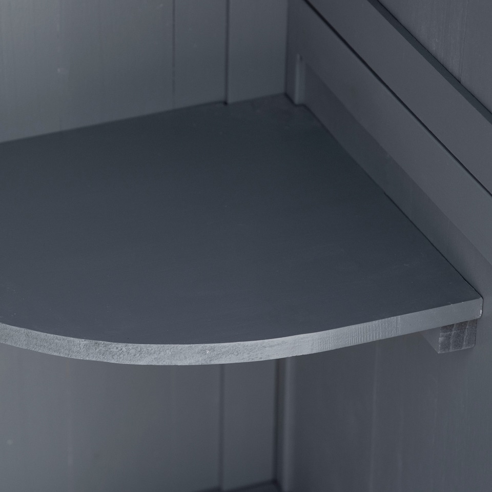 image 1 of Outsunny Wooden Garden Storage Shed with 3 Shelves, Outdoor Garden Tool Storage Cabinet with Tilt Roof, Firewood Rack Log Carrier, 129 x 51.5 x 180cm, Grey