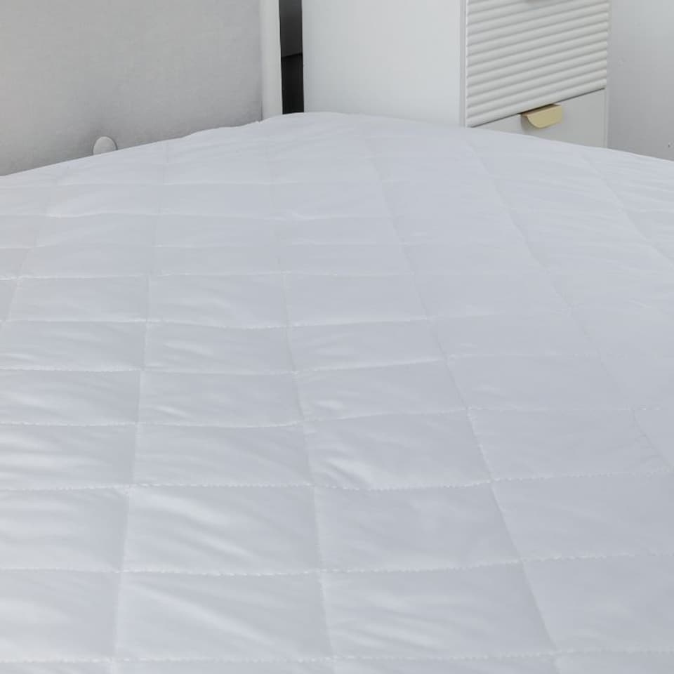 image 1 of 16INCH Deep Quilted Mattress Protector Microfibre Soft Touch Fitted Sheet | White | Super King