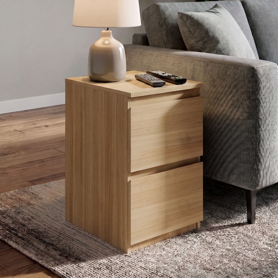 image 1 of Vida Designs Denver 2 Drawer Chest of Drawer Bedside Cabinet Nightstand Units Set of 2 - Pine