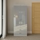 image 3 of FWStyle Chilton Combination Wardrobe 2 Door 2 Drawer - Grey Gloss Front Grey