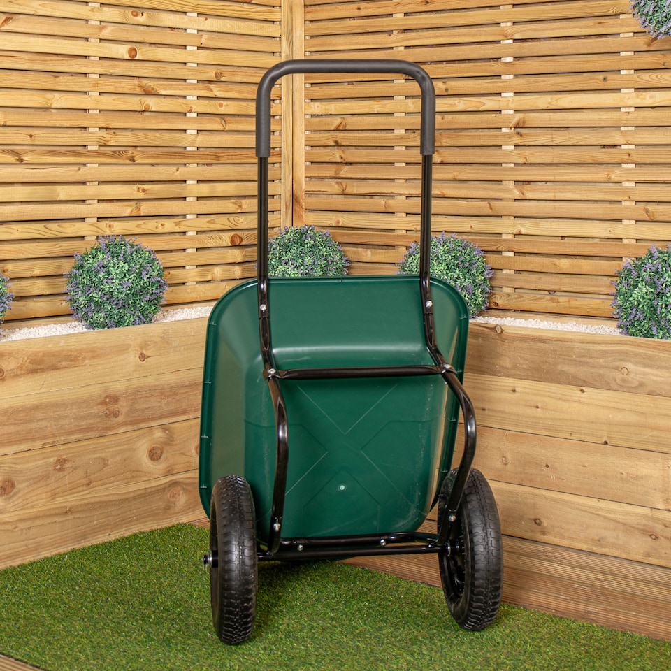 image 1 of Heavy Duty 2 Wheel Outdoor Pneumatic Plastic Garden Wheelbarrow in Green