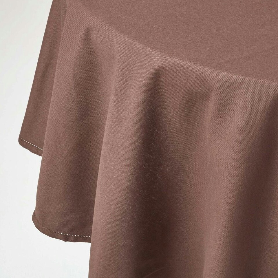 image 1 of Homescapes Chocolate Brown Cotton Round Tablecloth - 178 cm Brown