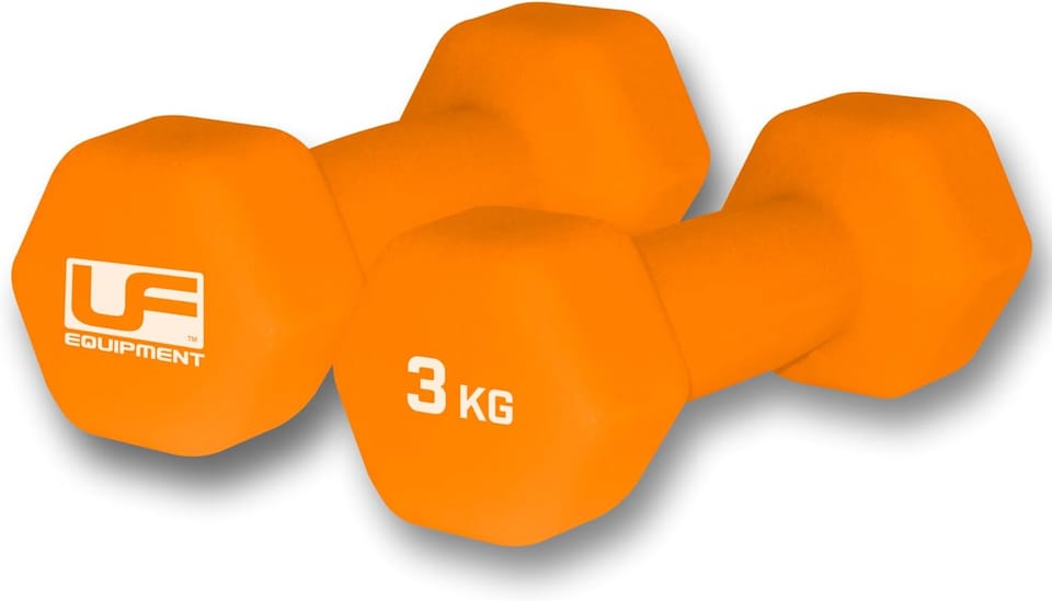 image 1 of Urban Fitness Neoprene Dumbbells 3kg Pair Orange Hand Weights Pack of 2