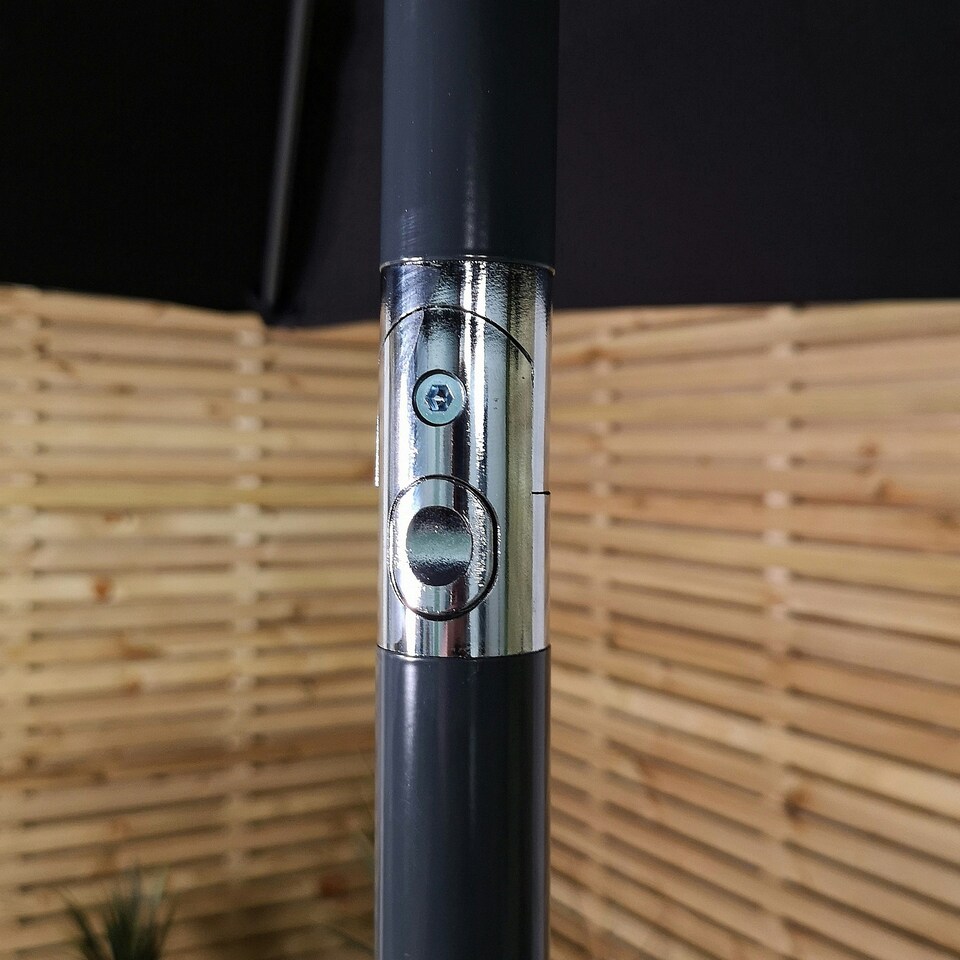 image 1 of 2m Aluminium Garden Patio Sun Shade Parasol with Tilt and Crank in Black