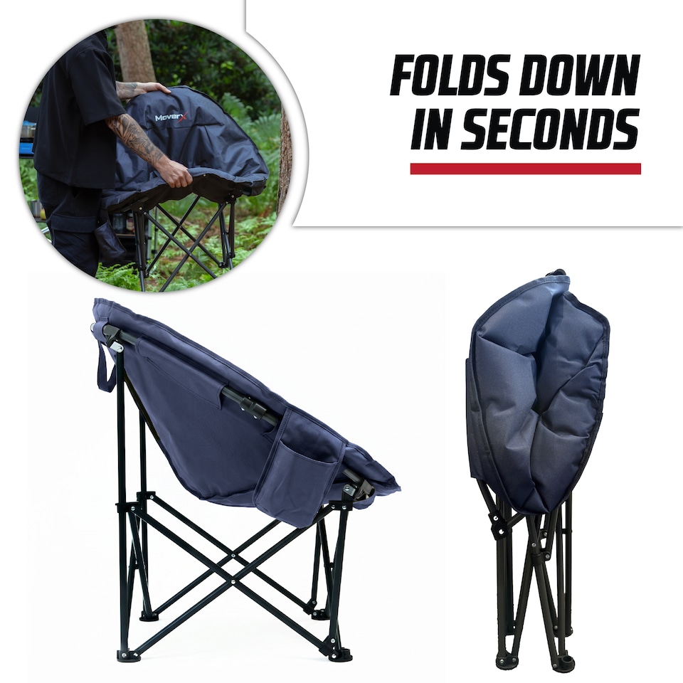 image 1 of MoverX Lightweight Moon Camping Chair - Capacity 150kg, Blue
