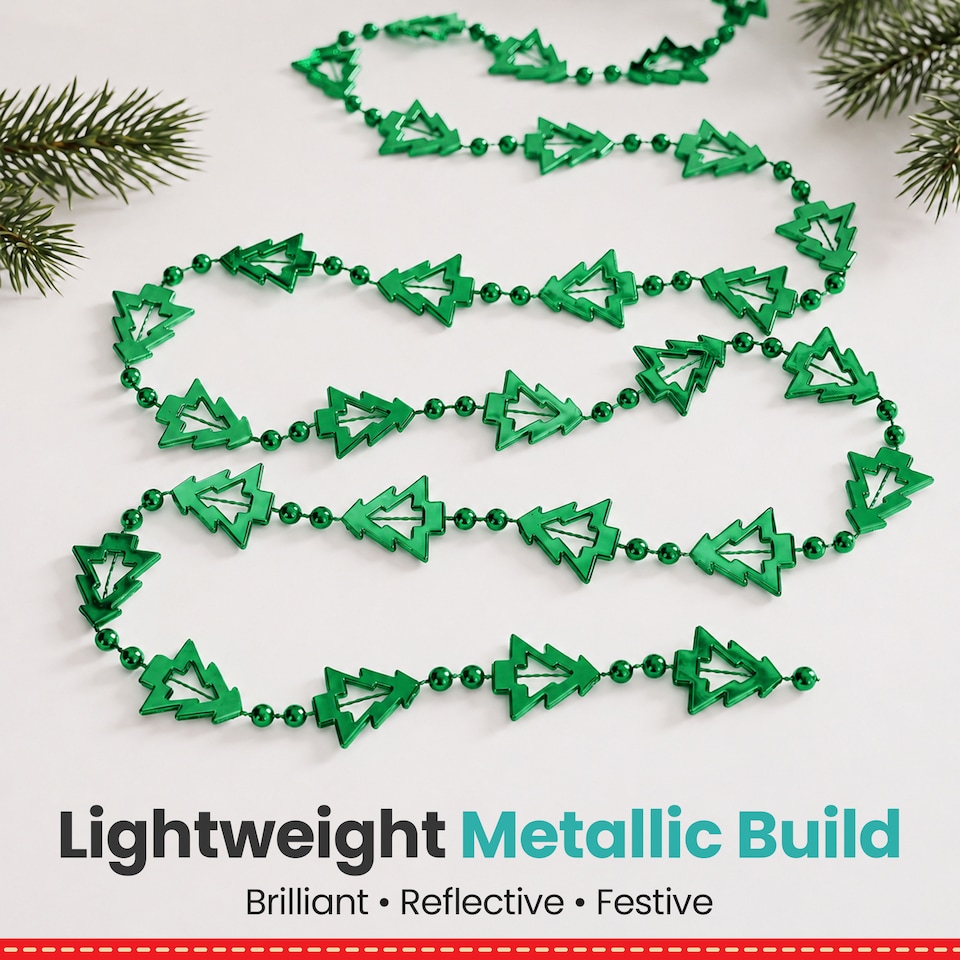 image 1 of 5M Christmas Tree Bead Garland, Metallic Hanging Chain Feastive Garland