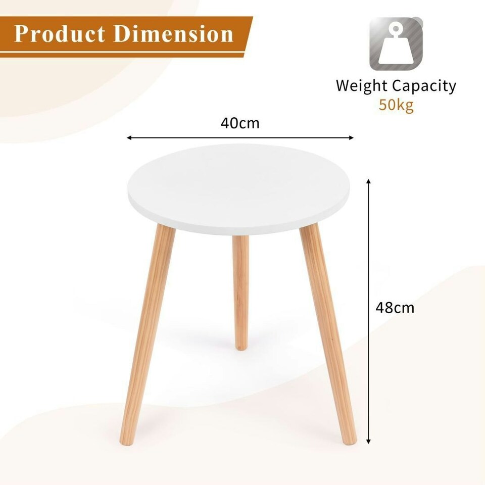 image 1 of COSTWAY Round Coffee End Table Sofa Side Table Furniture White