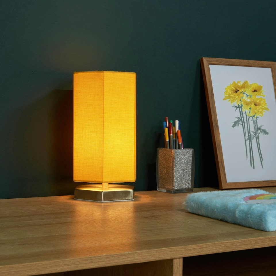 image 1 of BHS Glow Kid's LED Hexagon Table Lamp, Ochre Yellow | Ochre