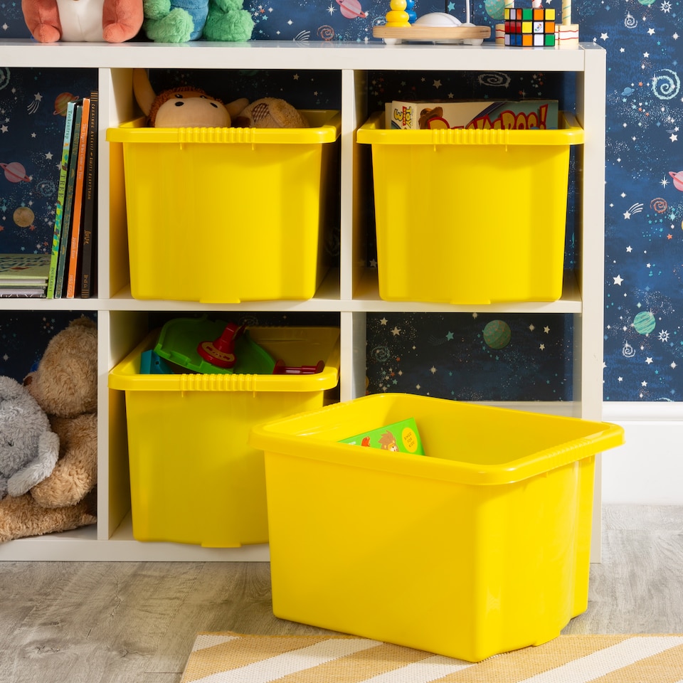 image 1 of Wham Stack & Store 4 x 24L Plastic Storage Boxes | Yellow | 4