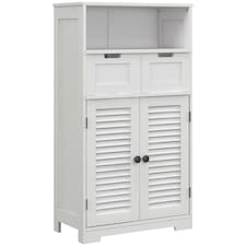 kleankin Bathroom Cabinet with Drawers, Bathroom Storage Cabinet with Louvred Doors, Open Compartment and Adjustable Shelf for Washroom, White