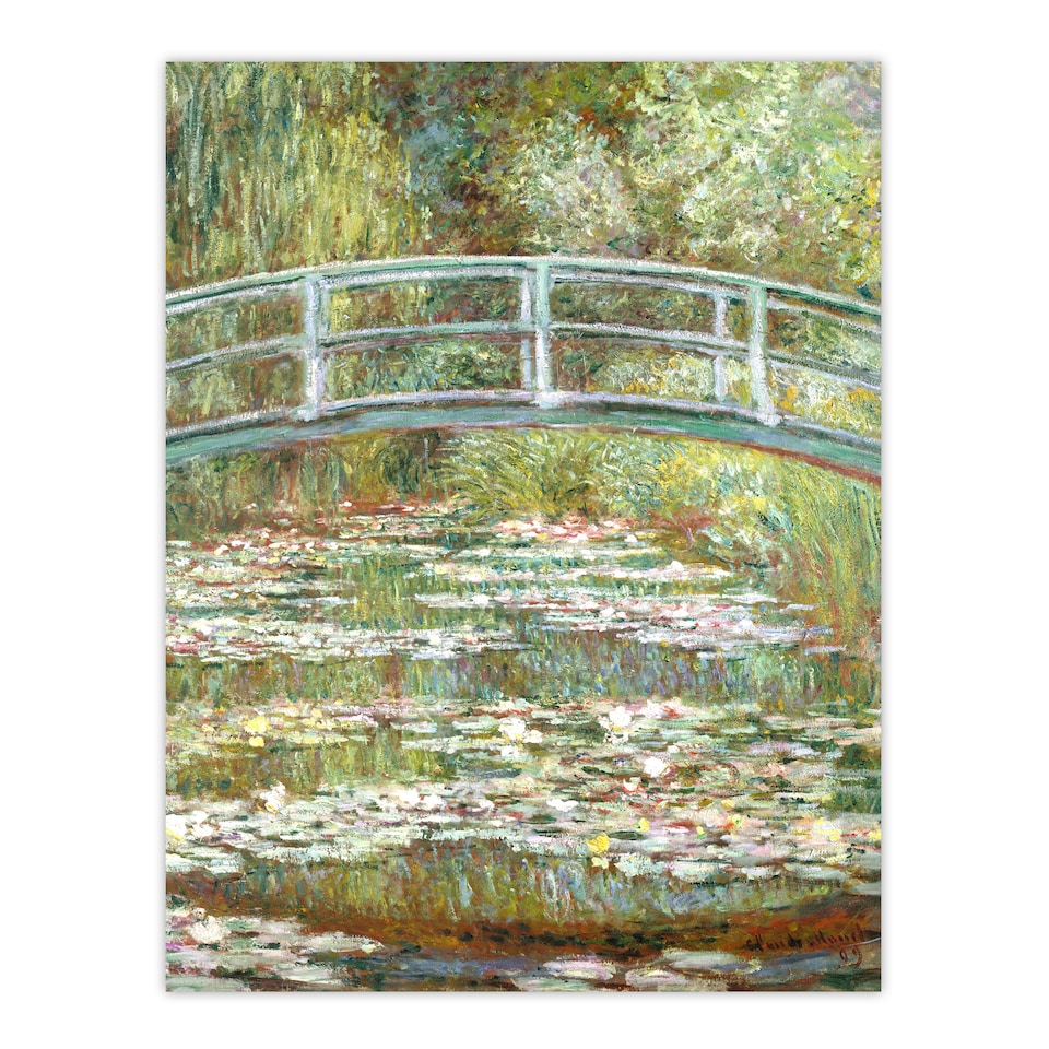image 1 of Bridge over a Pond of Water Lilies Monet Vintage Huge Wall Art Poster 24X32"