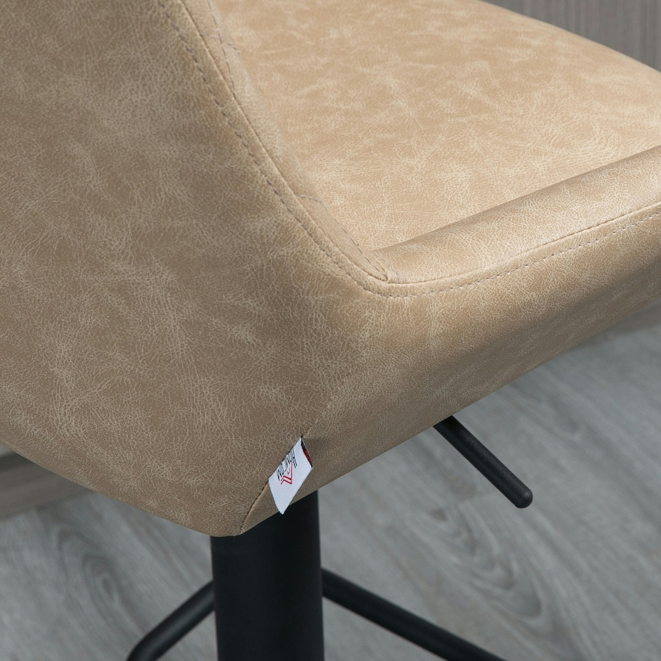 image 1 of HOMCOM Bar Stools Set of 2, Adjustable Bar Chairs 360 Degree Swivel, Khaki