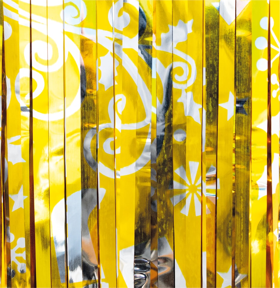 image 1 of Christmas Reindeer Tinsel Curtain 2.5Mx1M Yell