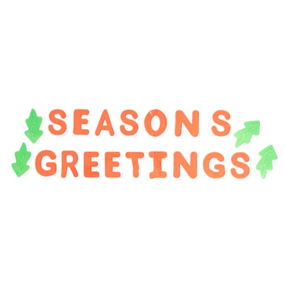 Season's Greetings with Trees Large Red Christmas Gel Window Stickers