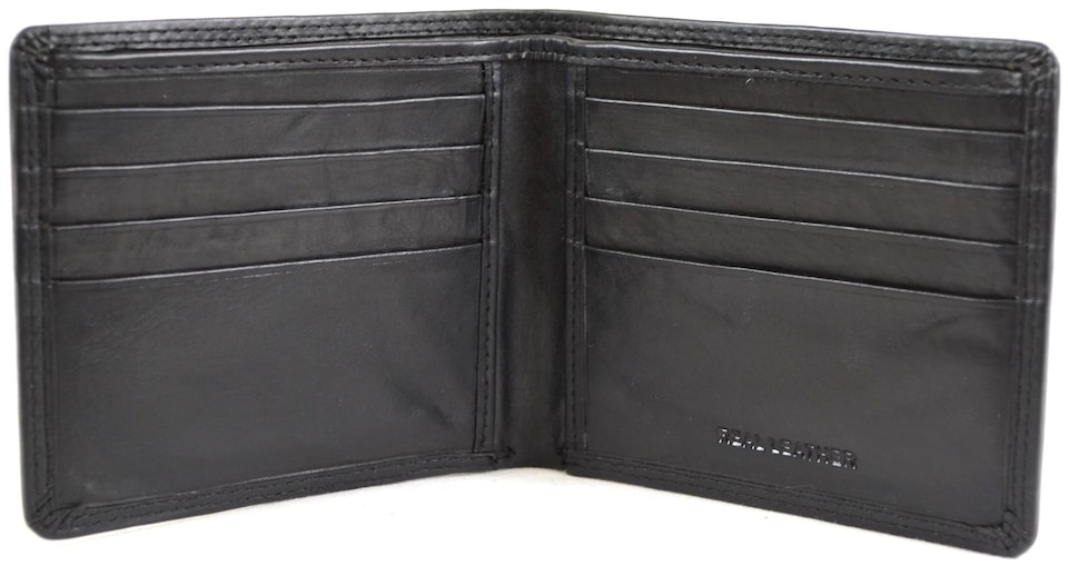 image 1 of London Leathergoods Mens Soft Leather Wallet with Multiple Card Slots and Open Note Compartments | Black | Black