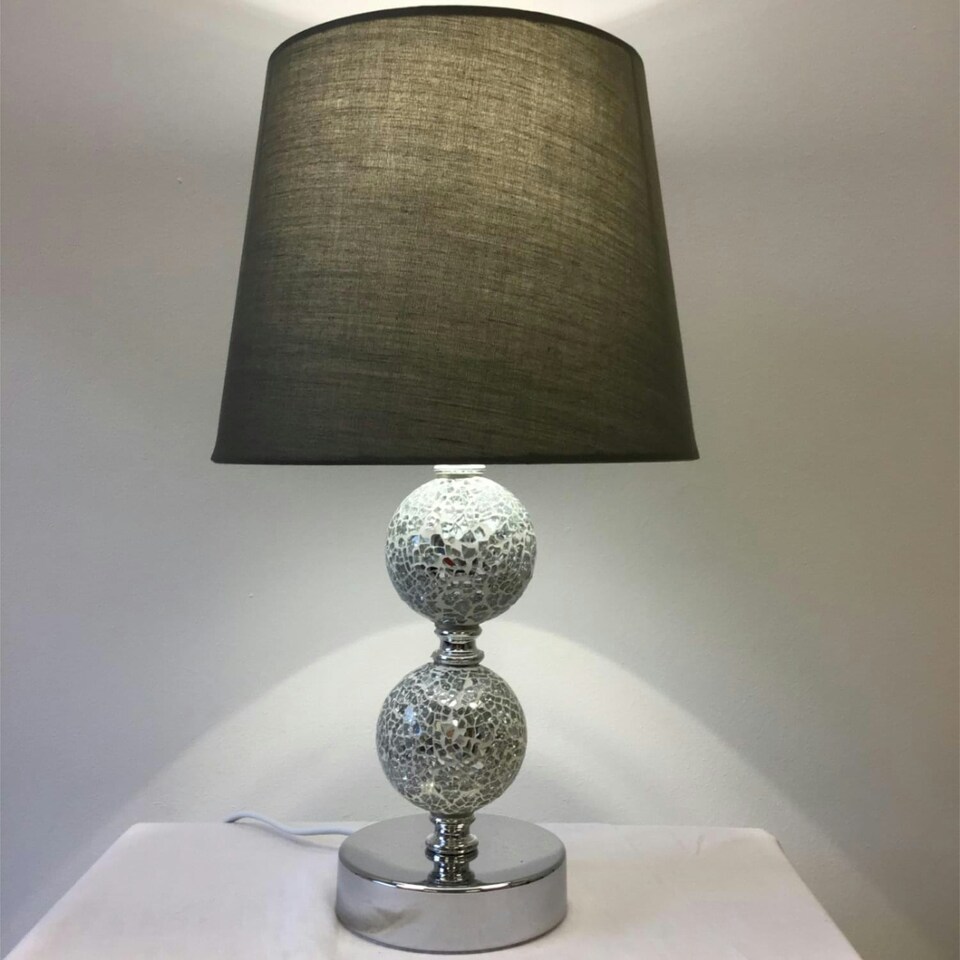 image 1 of Mosaic Touch Lamp with Grey Shade Chrome | Grey