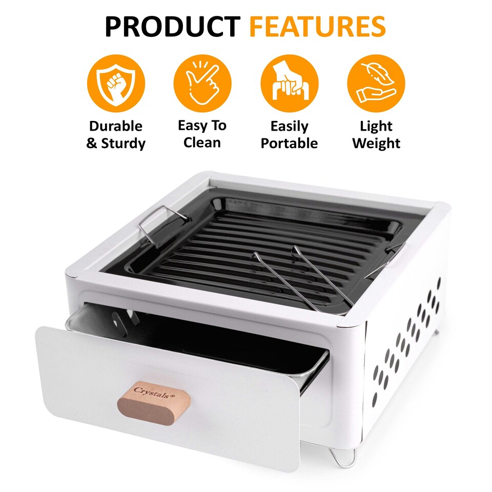 image 1 of Portable Folding Charcoal BBQ Grill Tabletop Outdoor Barbecue for Travel & Picnic, Black