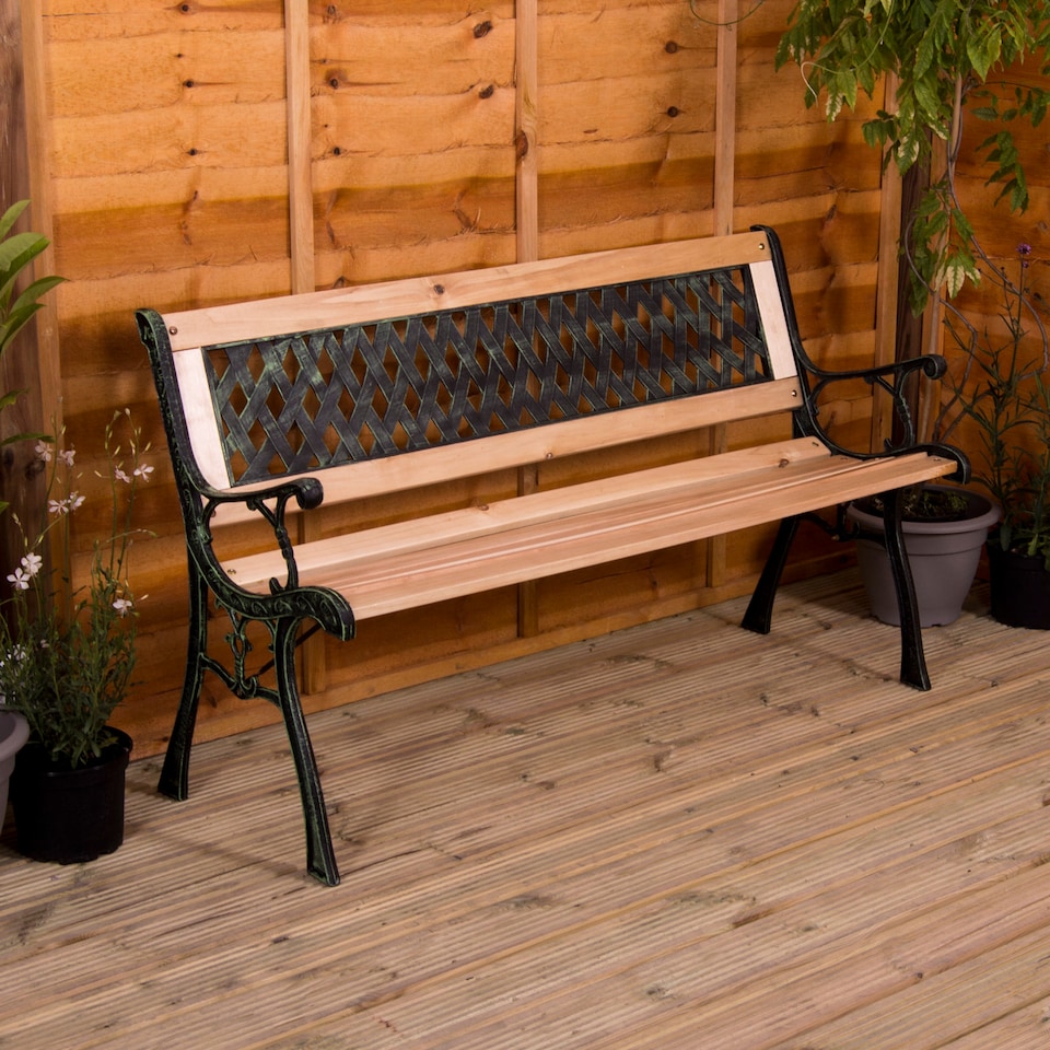 image 1 of Garden Vida 3 Seater Garden Bench Outdoor Patio Seating, Cross Style