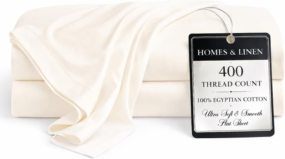 image 1 of HOMES-LINEN 400 Thread Count Egyptian Cotton Flat Sheet