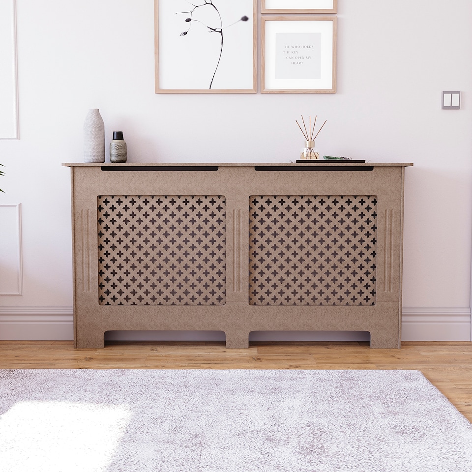 image 1 of Vida Designs Oxford Radiator Cover MDF Cabinet, Unfinished, 152cm