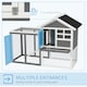 image 9 of PawHut Rabbit Hutch, Bunny Cage Outdoor Wooden House w/Tray & Ramp, Grey
