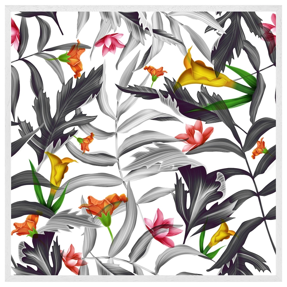 image 1 of Monochrome leaves (Picutre Frame) White | XL