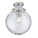 image 1 of Milston Semi Flush Ceiling Light Chrome, Clear Sprail Design Glass Globe Shade, IP44