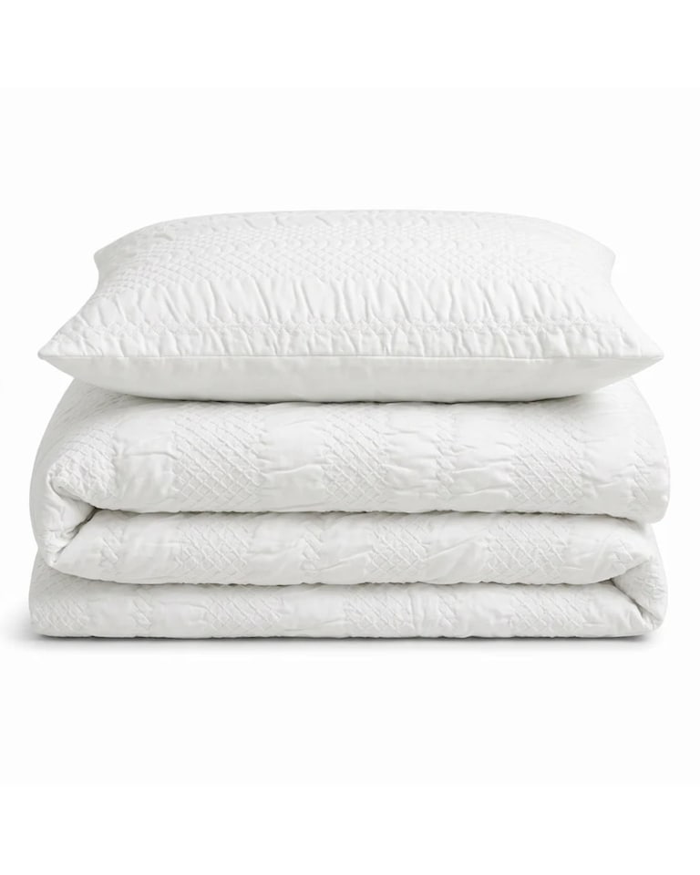 image 1 of Velosso Saville Embossed Geometric Pattern Duvet Cover and Pillowcase Set