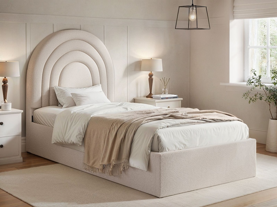 image 1 of Flair Ava Single Ottoman Bed Cream Boucle