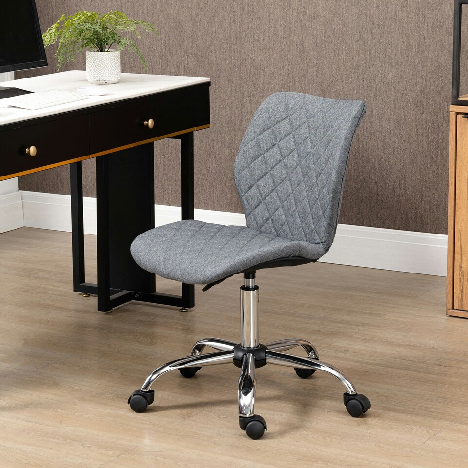 image 1 of Vinsetto 360° Swivel Office Chair Mid Back Computer Chair with Wheels, Grey