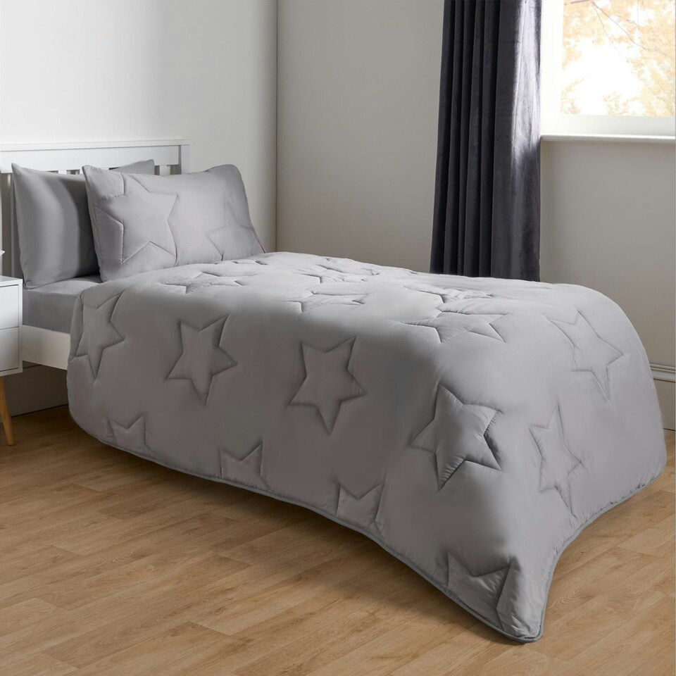 image 1 of OHS Coverless Star Quilted 7.5 Tog Bedding Set, Single - Grey