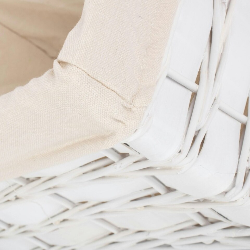 image 1 of White Scandi Storage Basket with White Lining White | White | S