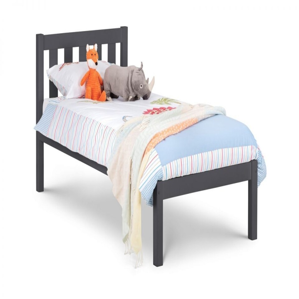image 1 of Anthracite Lacquer Solid Pine Low Foot End Bed - Double 4ft 6" (135cm)