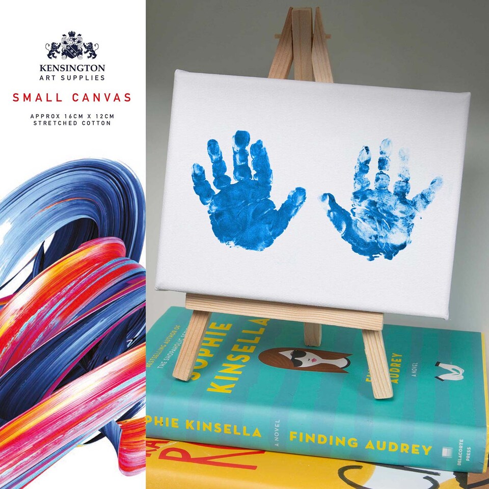 image 1 of PMS Small Canvas & Wooden Easel Set - 16 x 12 cm cotton canvas