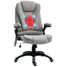 Vinsetto Office Chair, Ergonomic Desk Chair with 6-Point Massage and Back Heated, Microfiber Cloth Computer Gaming Chair with Arms, Lumbar Support, Gray