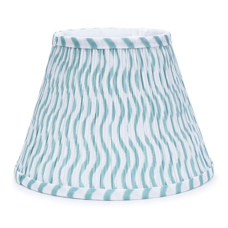 image 1 of ValueLights Riza Tapered Green Arrow Fabric Pleat Large Lamp Shade & Bulb | White