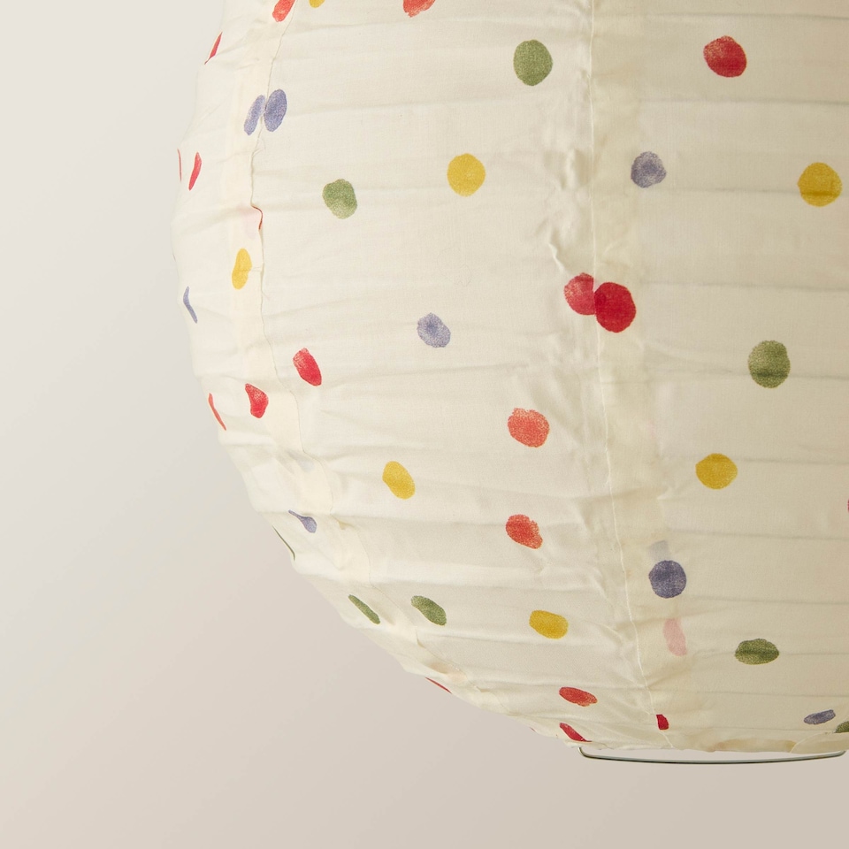 image 1 of ValueLights Annie Polka Dot Natural Fabric Globe Ball Ceiling Lamp Shade