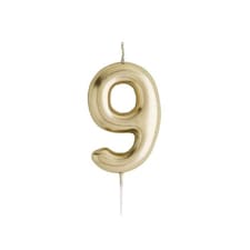Metallic Gold Number 9 Shaped Candle
