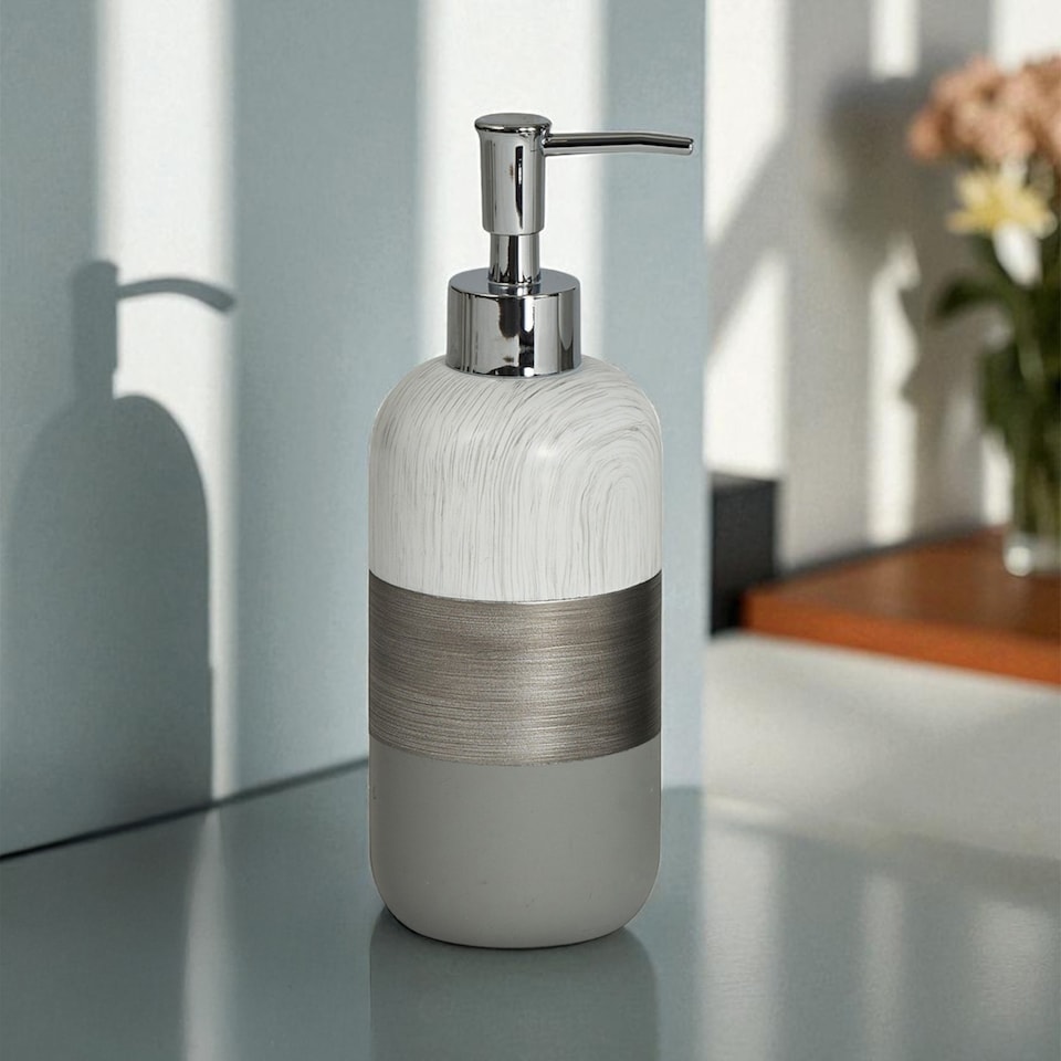 image 1 of Showerdrape Luxe Grey/White Liquid Soap Dispenser | Multi | 1