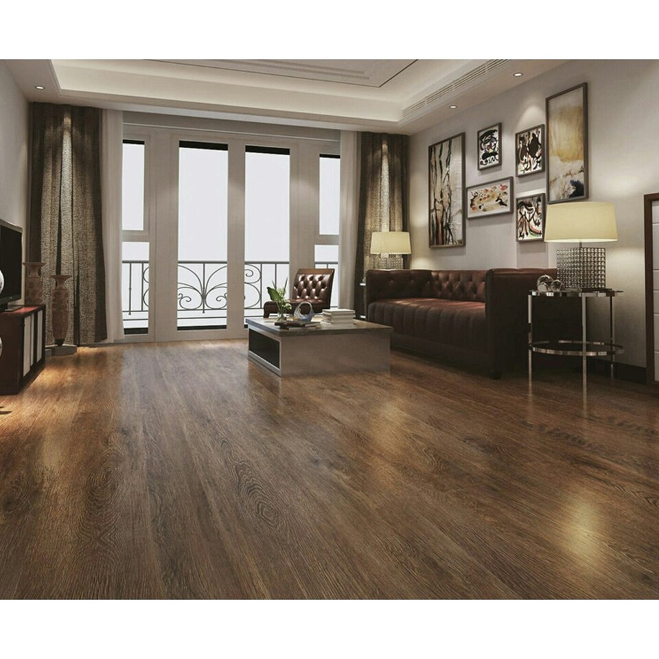 image 1 of Living and Home PVC Country Style Wood Effect Flooring Plank 36 Pcs - Brown Brown