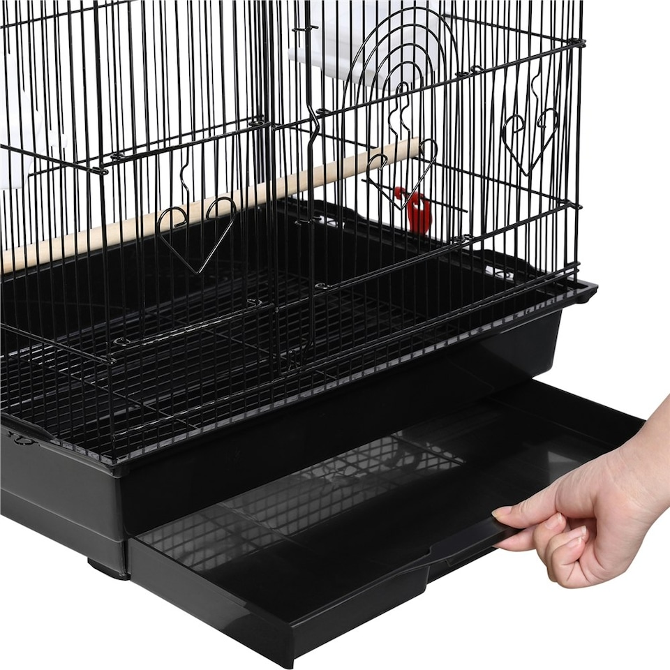 image 1 of Yaheetech 104.5 cm Tall Open Top Metal Birdcage Parrot Cage Black