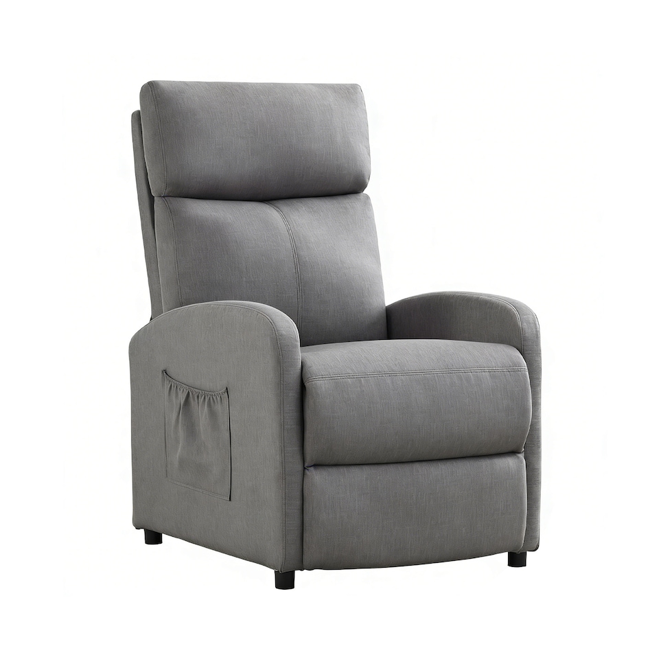 image 1 of CozyWell Grey Linen Fabric Reclining Arm Chair | Grey