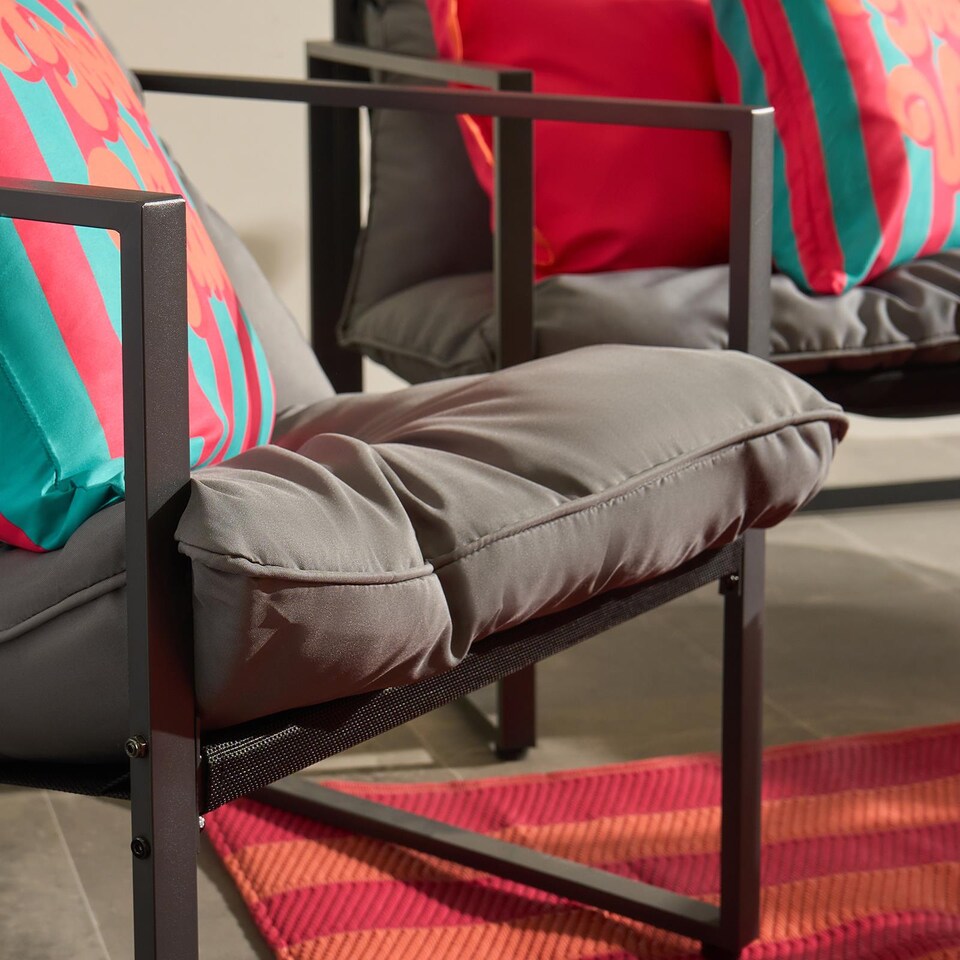 image 1 of OHS Miami 4PC Table Chair Set Outdoor Metal Frame Garden Patio Furniture | Grey | One Size