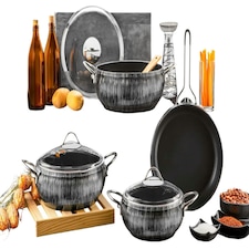 Alize Collection 7-Piece Non-Stick Granite Cookware Set (Silver)
