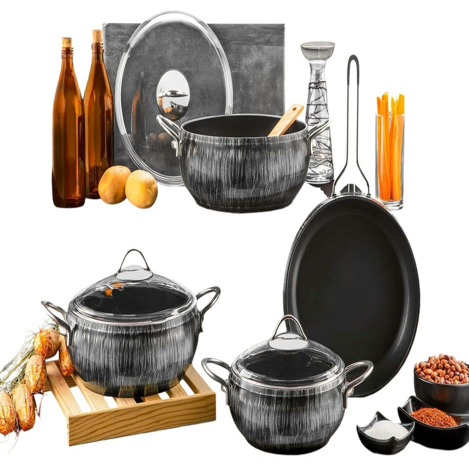 image 1 of Alize Collection 7-Piece Non-Stick Granite Cookware Set (Silver)