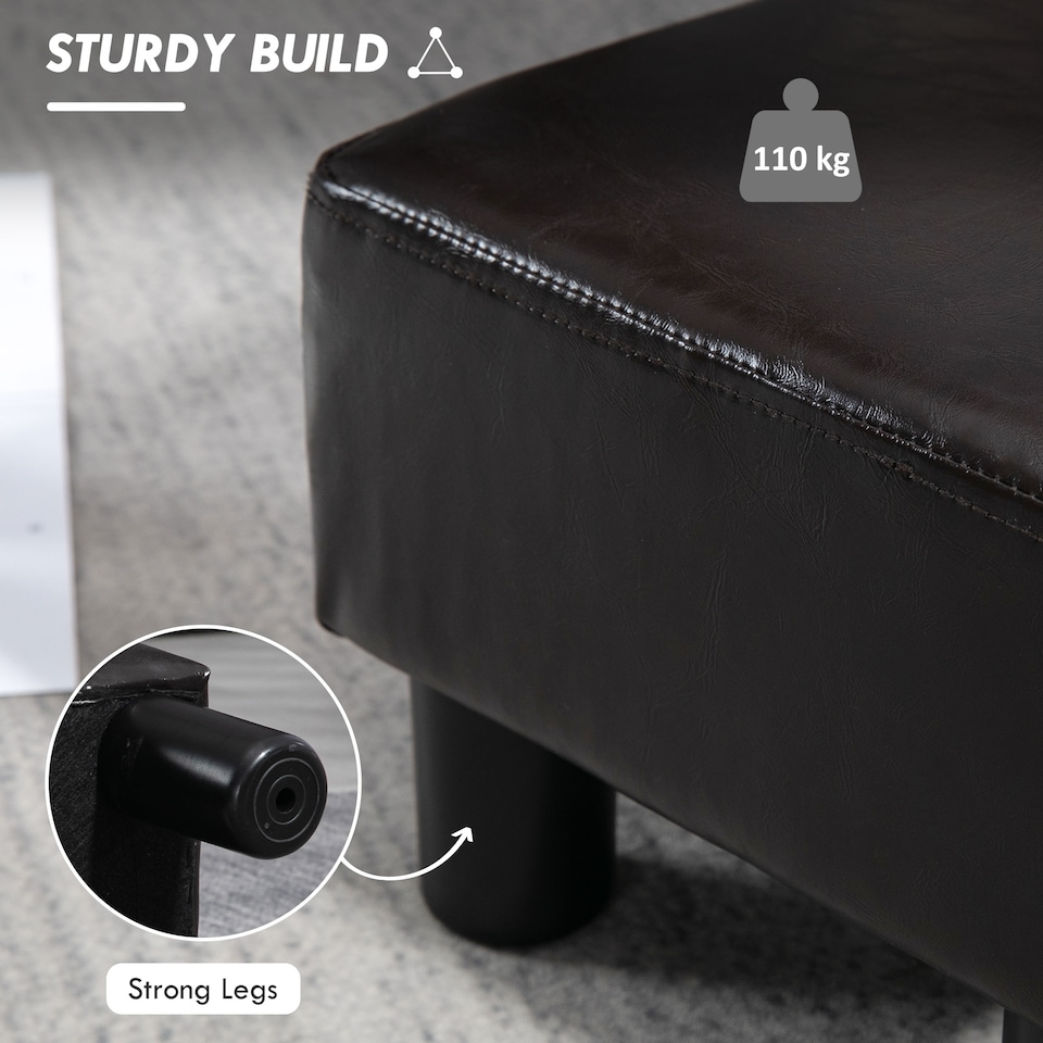 image 1 of HOMCOM Chic Faux Leather Footstool Ottoman Cube with 4 Plastic Legs Brown