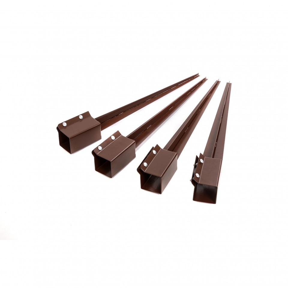 image 1 of 4x Heavy Duty Drive Down Fence Post Anchor Spike Grip Holder - 75 x 750mm | Brown | 4