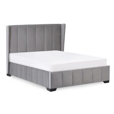 Mountain Grey Velvet Upholstered King Bed - King (150cm)