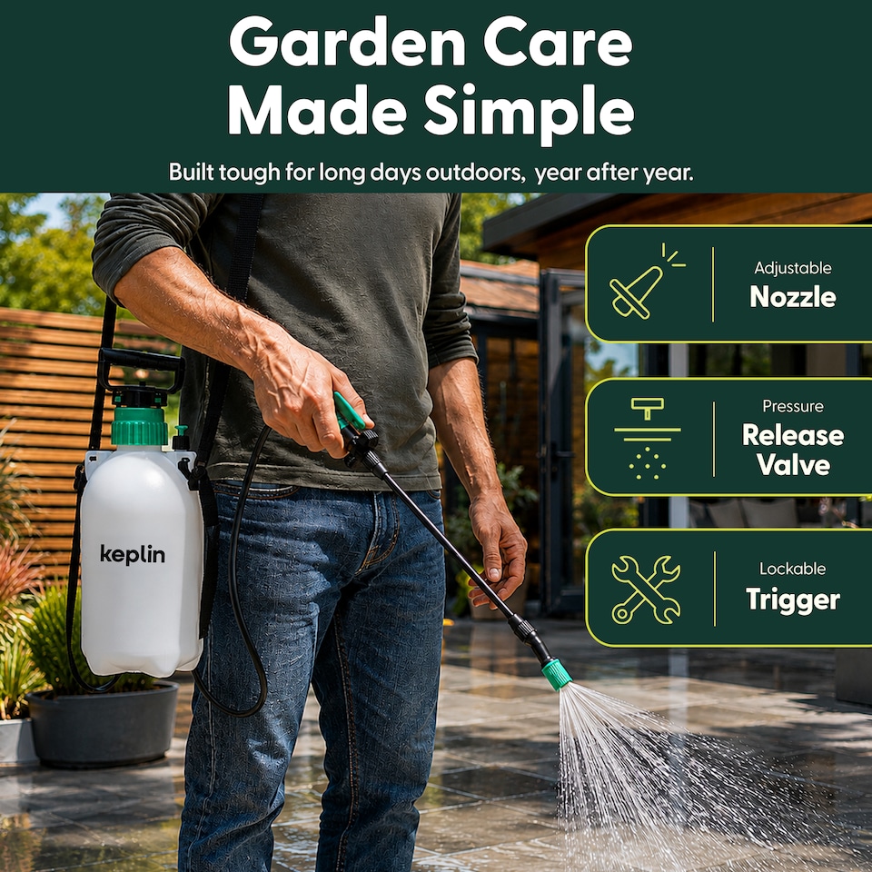 image 1 of Keplin Pump Action Garden Pressure Sprayer with Long Lance Spray and Mist Nozzle