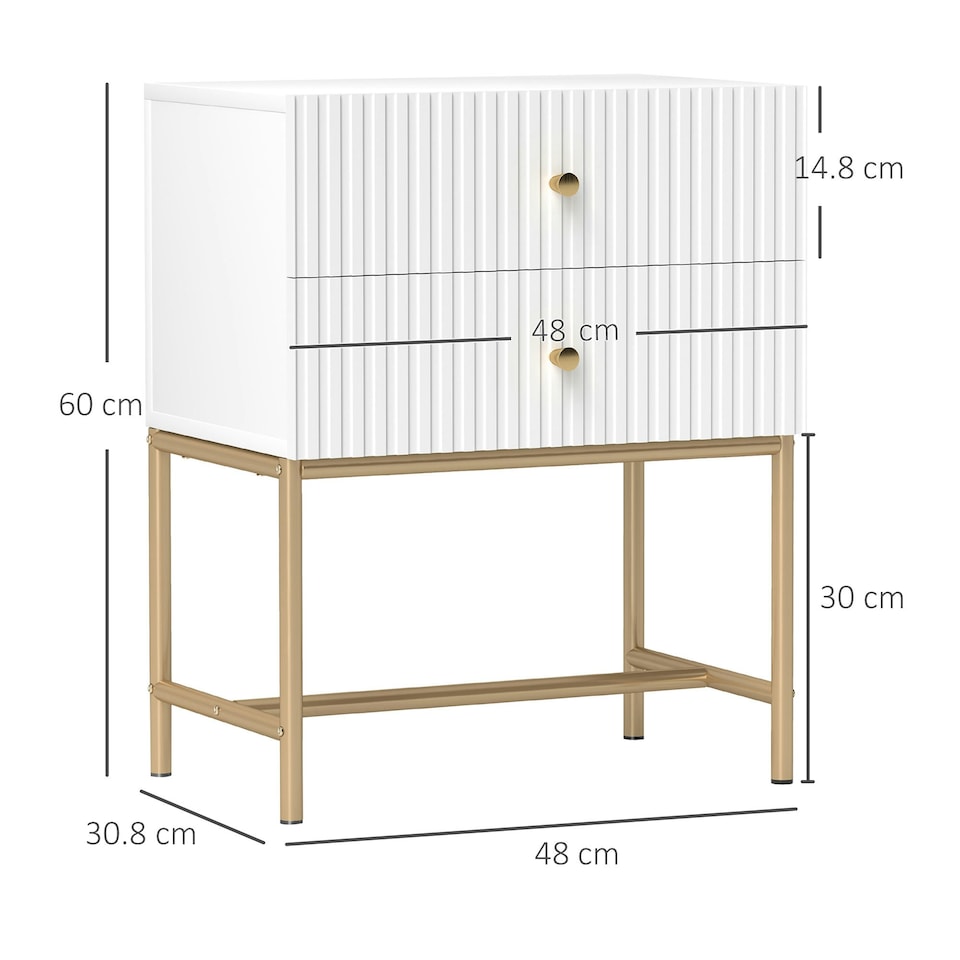 image 1 of HOMCOM Modern Bedside Table with 2 Drawers for Bedroom 